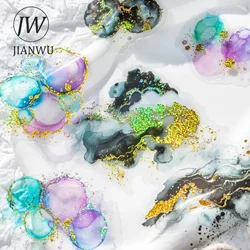 JIANWU Star Track Series Vintage Watercolor Smudge Bronzing Material Collage PET Sticker Creative DIY Journal Stationery