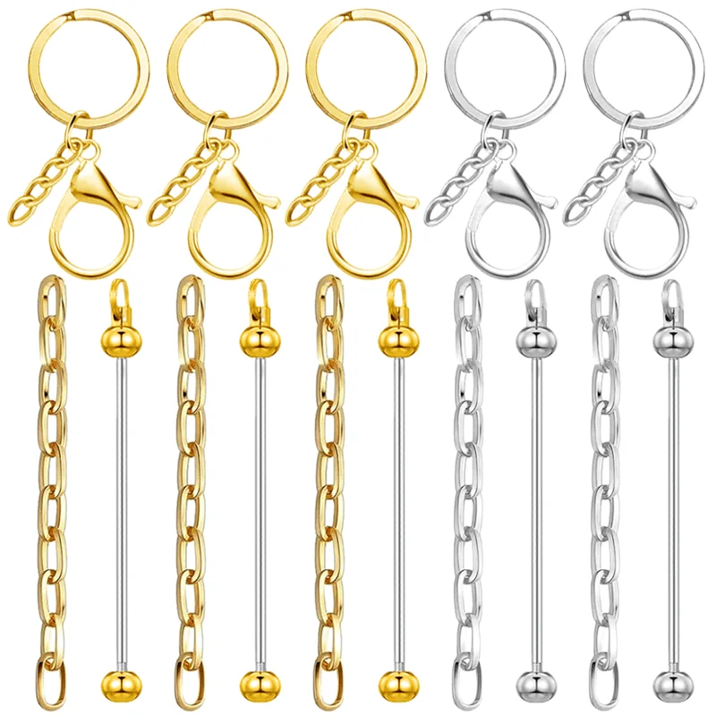 5Pcs Outdoor Double Beadable Key Rods Blank Keychain Buckle DIY Handmade Bag Pendant Making Accessories Beads Not Included - view 6