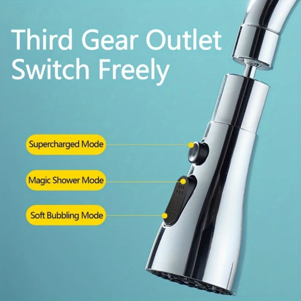 Accesorio de rociador de grifo de moda de 1 pieza - 360 °   Aireador giratorio, cabezal de grifo ajustable, boquilla de ahorro de agua, ideal para cocinas