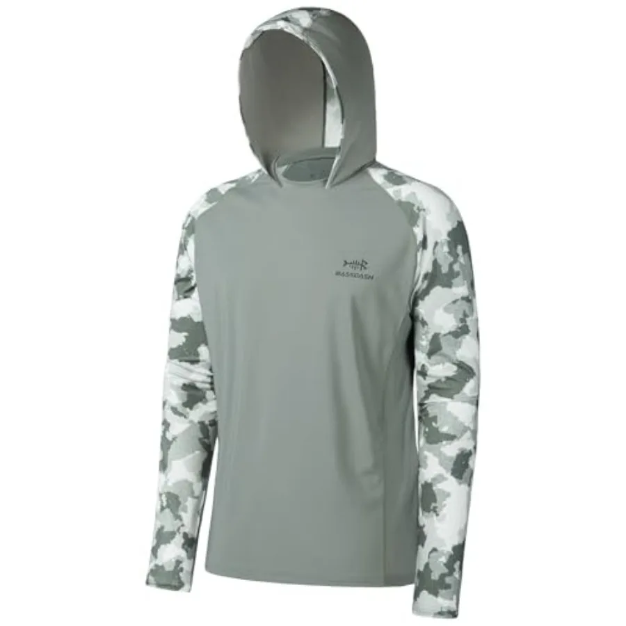BASSDASH Men's UPF 50 Performance Fishing Shirt Cooling Hoodie Camo Long Sleeve FS17M