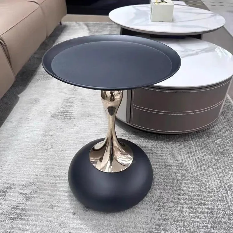 Round Table Coffee Table Simple Modern Creative Side Cabinet Sofa Side Table Balcony Small Table Iron Bedside Table Storage 2024