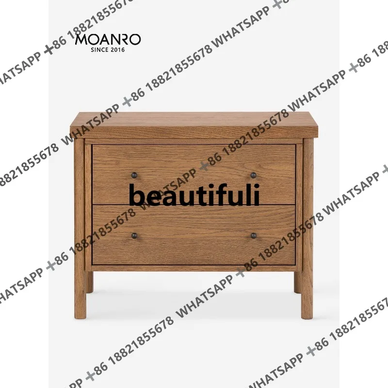 

Bedside table French medieval solid wood retro designer Italian walnut locker