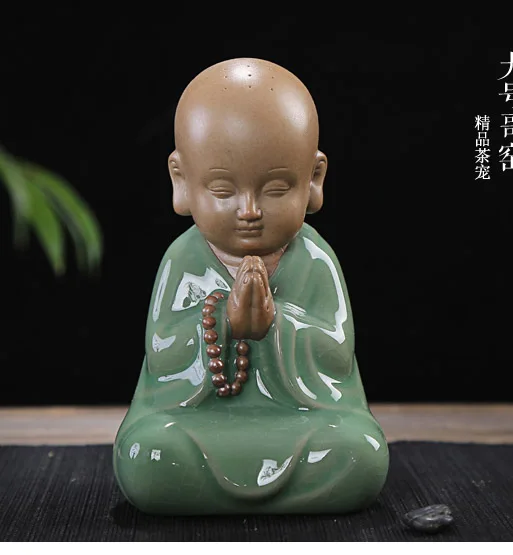 Marvellous ART WORK # OFFICE home Zen Buddhism Little Monk CHINA ROYAL Yao RU YAO ware porcelain pottery ART- business gift