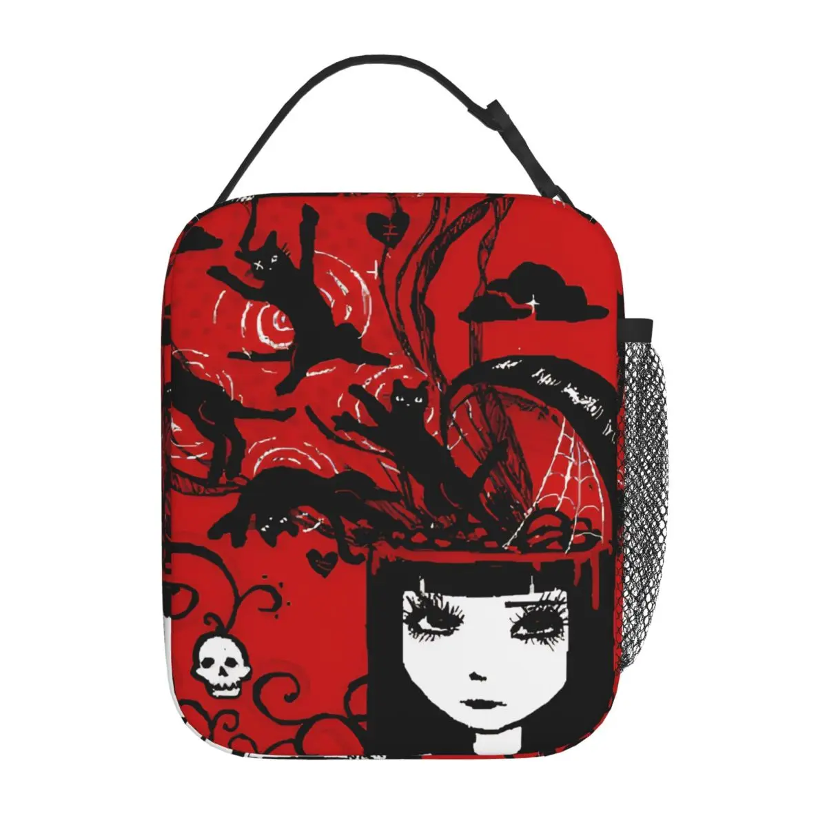 E-Emily The Strange Insulated Lunch Bags Thermal Bag  Meal Container Comic High Capacity Tote Lunch Box Girl Boy Work Travel