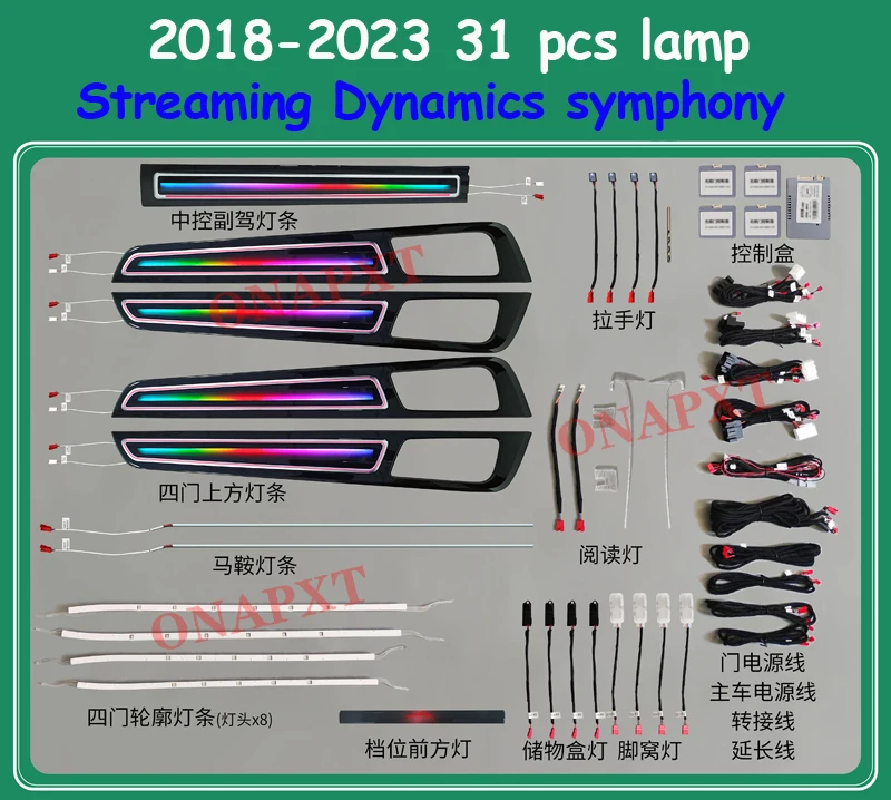 64 Colors For Porsche Cayenne 2010-2023 APP Car Decorative Door Panel Dashboard LED Atmosphere illuminated Lamp Ambient Light