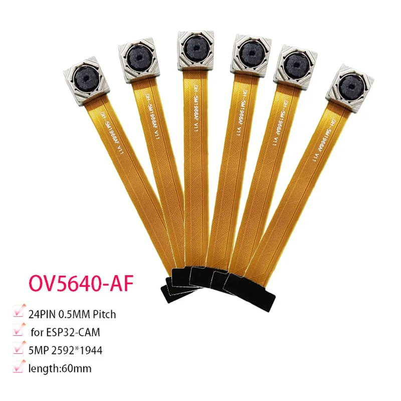 

6pcs 5MP HD OV5640 Auto Focus Camera Module For ESP32-CAM Industrial Video Soft Board 24PIN FPC 60MM length