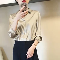 All-match Satin Finish Shirts And Blouses Women Clothing Casual Top OL Long Sleeve Button Elegant Shirts French Solid Blouses 3