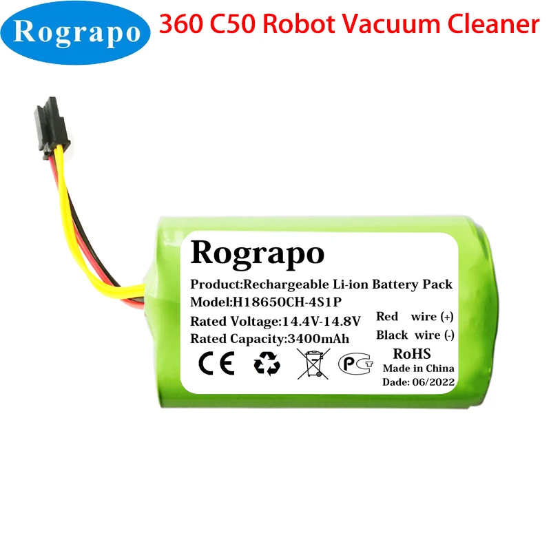 

3400mAh 4ICR19/66 BONA18650-MF1 Battery For 360 C50 Robot Vacuum Cleaner