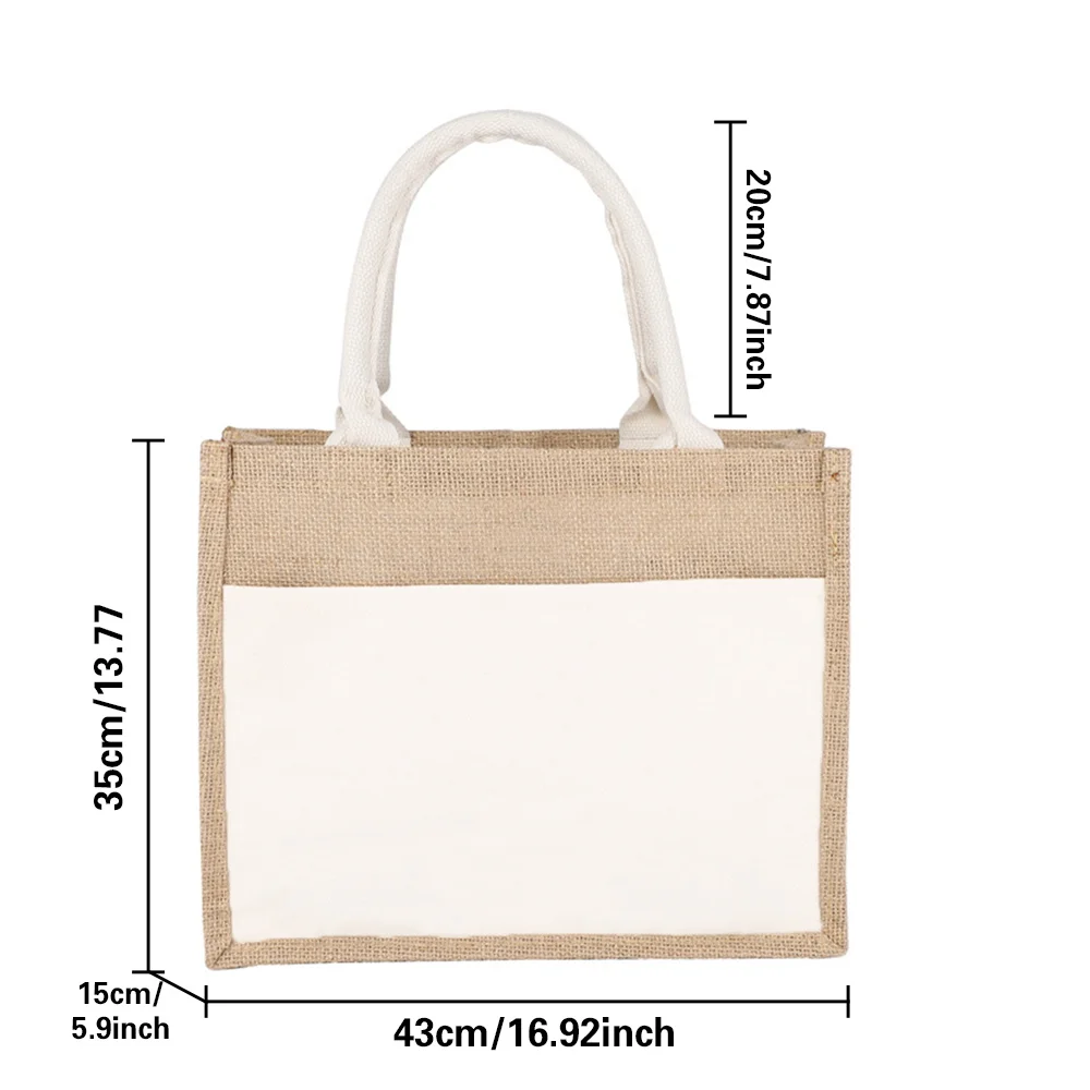 New Rose Flower Printed Handbag Linen Large Handbag Daily Picnic Gift Shopping Bag