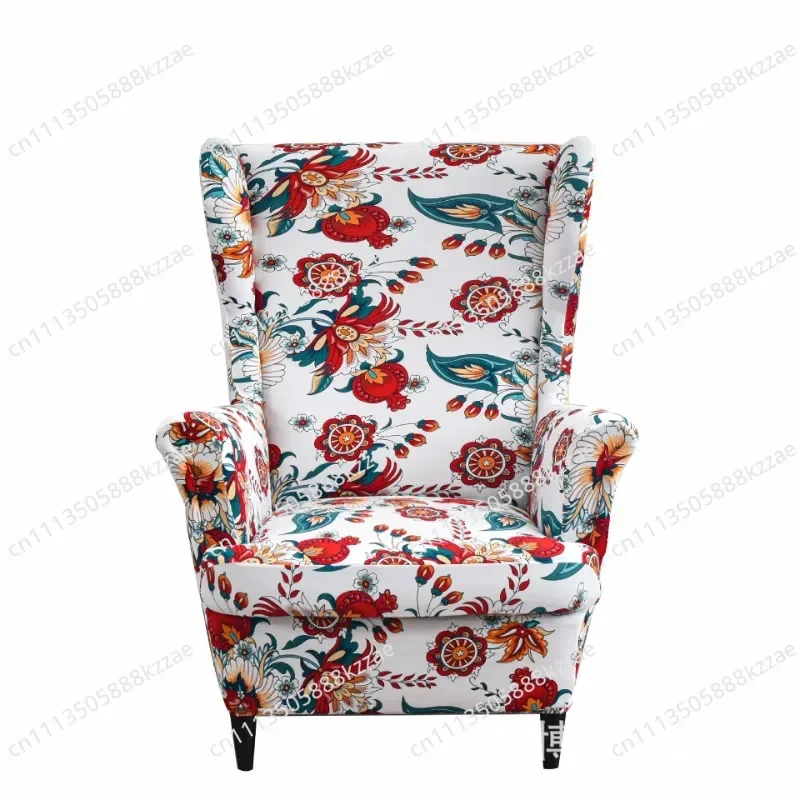 Stretch Wingback Armchair Cover 2pcs Printed Wing Chair Covers Spandex Fabric Sofa Slipcovers for Living Room Bedroom