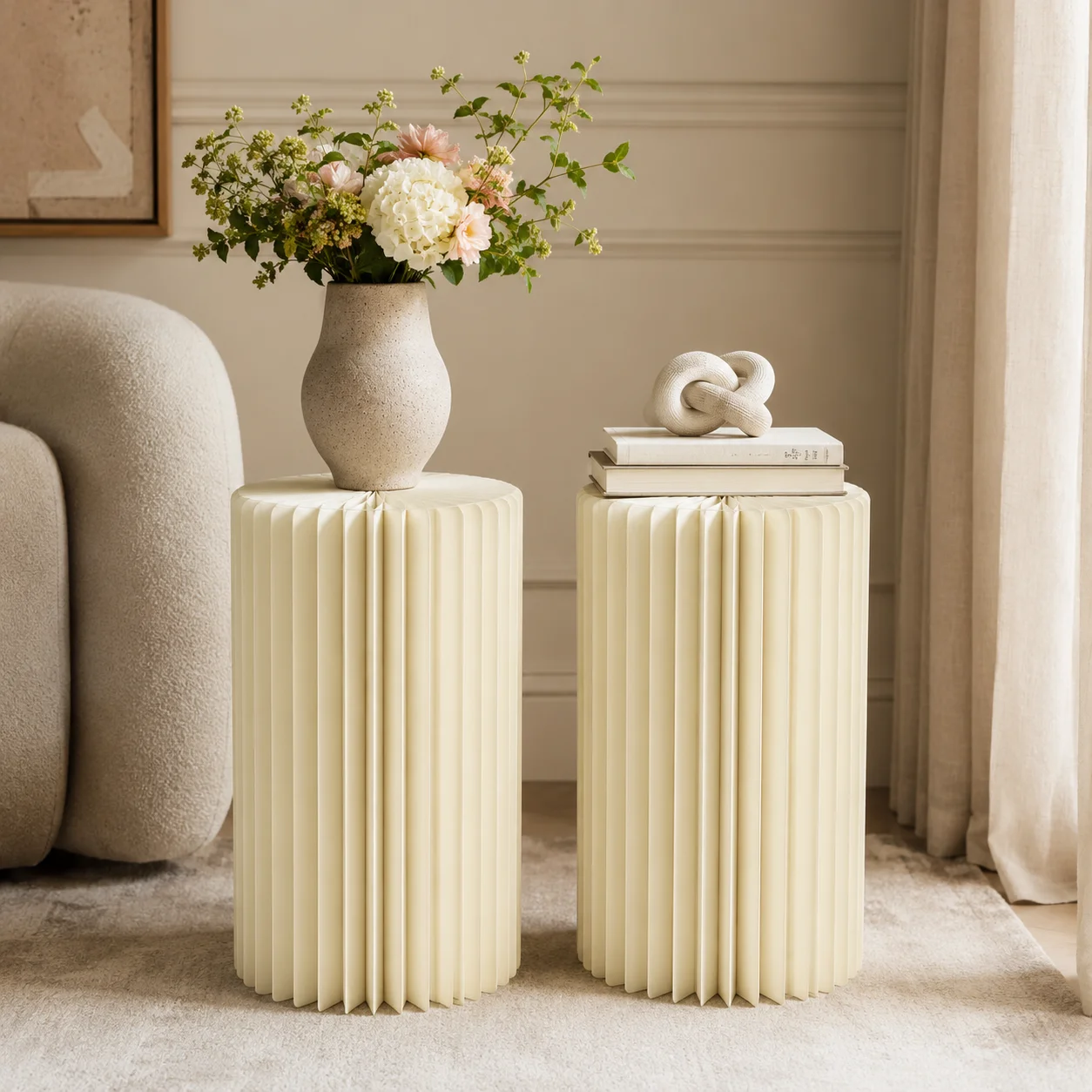 Ensemble de présentoirs modernes en deux parties, supports pliables en nid d'abeille pour expositions, magasins et célébrations