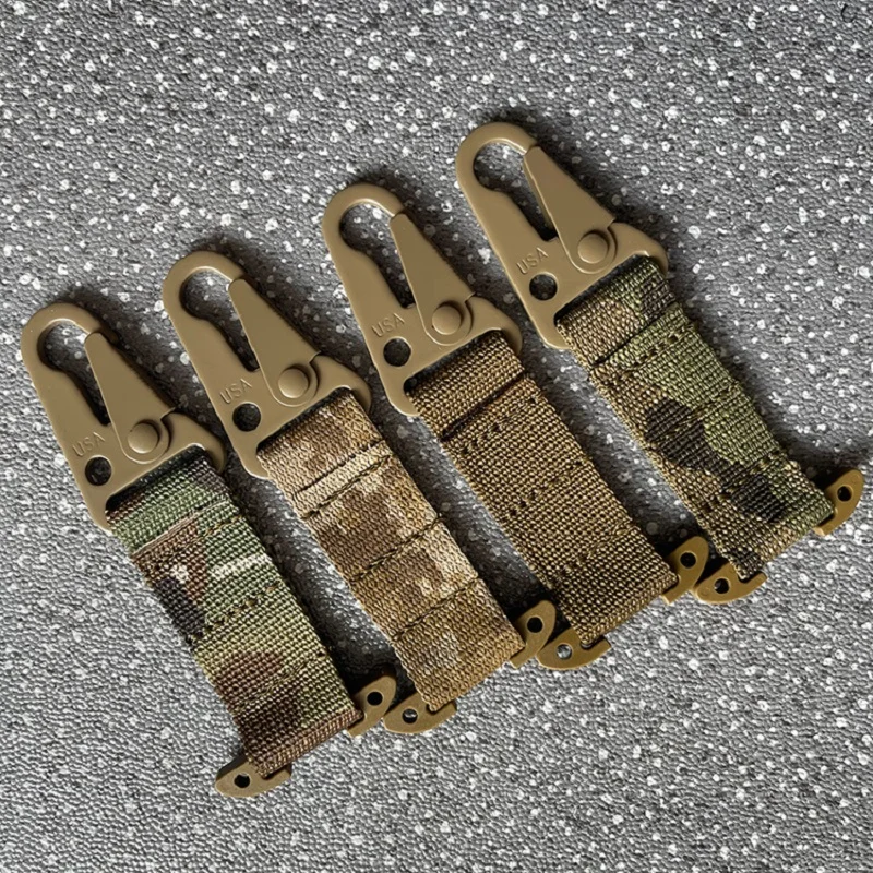 

High Strength Tactical Waist Belt Suspension Hook With Extinction Belt MOLLE System Keychain Suspension Quick Release Clash Hook