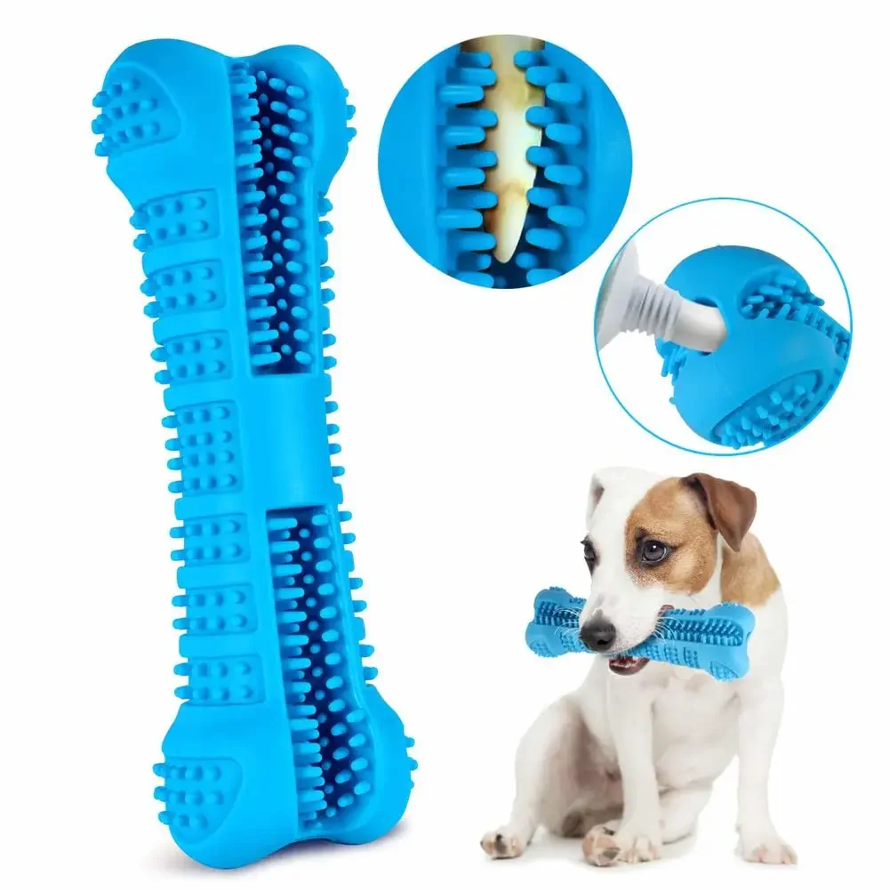 Dog Chew Toys Toothbrush Rubber Puppy Grinding Stick Pet Toys Teeth Cleaning Non-Toxic Natural Teeth Care S/M Size Dog