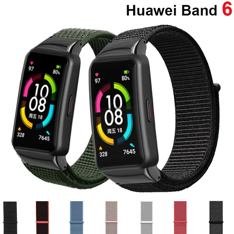 Correa de nailon para reloj inteligente Huawei Band 6/6 Pro, correa de repuesto para Smartwatch, pulsera deportiva transpirable, Honor Band 6