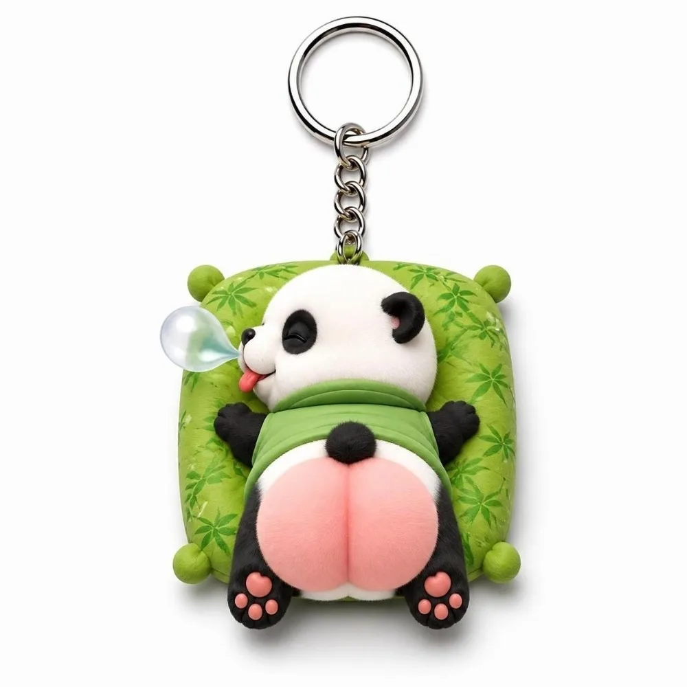 2D Animal Keychain Soft Rubber Squeezable Keychain Pendant Cute Animal Shape Cat Panda Corgi Capybara Style