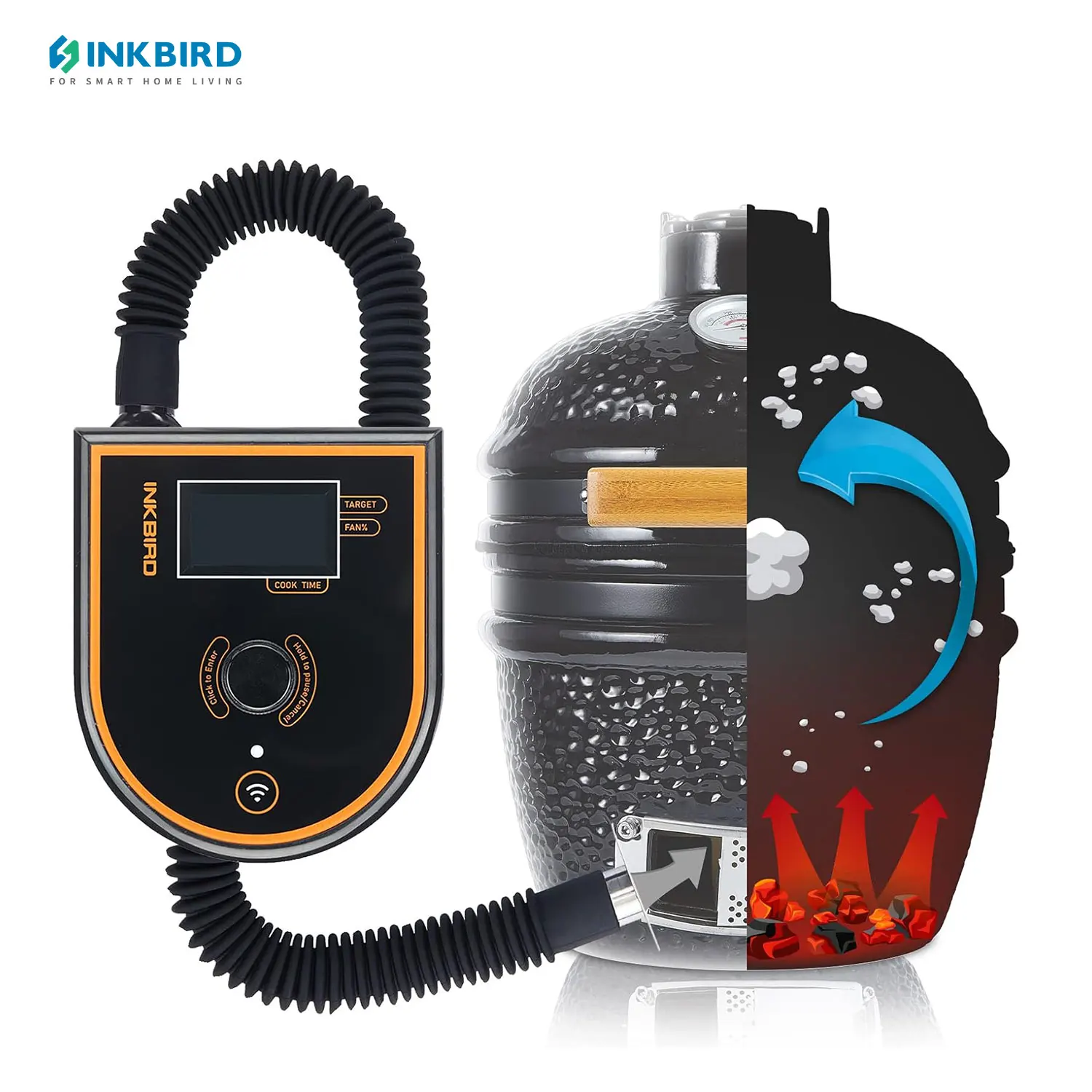INKBIRD Oventemperatuurregelaar WiFi Bluetooth Automatische Roker voor Groot Groen Ei, Kamado Joe, Primo, Vision Grill, Akorn Kamado