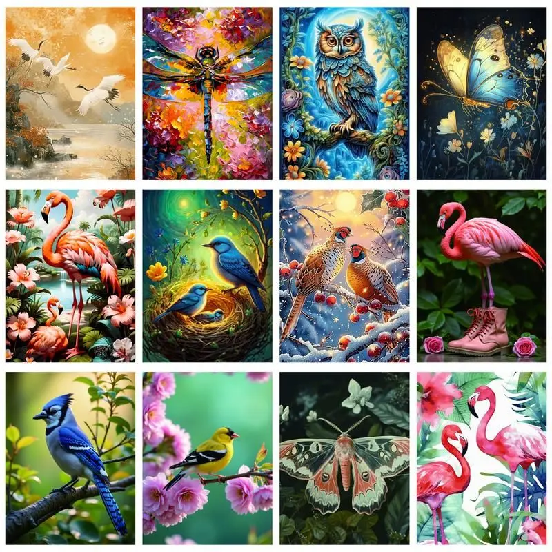 

CHENISTORY Diamond Painting Flamingo Owl Full Square Round Drill Diamond Embroidery Bird Cross Stitch Kit Diamond Beaded Mosaic