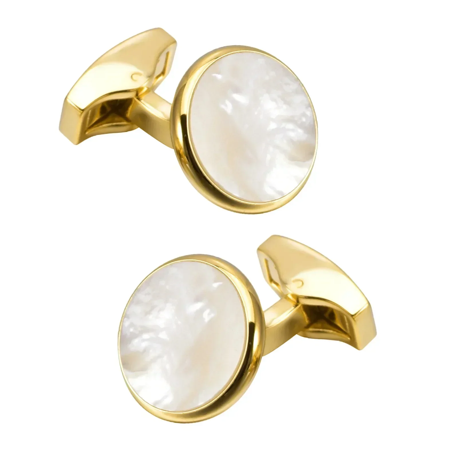Round White Jade Mother Pearl French Cufflinks Business Banquet Suit Shirt Fixed Nail Whale Tail Simple Environmentally Friendly