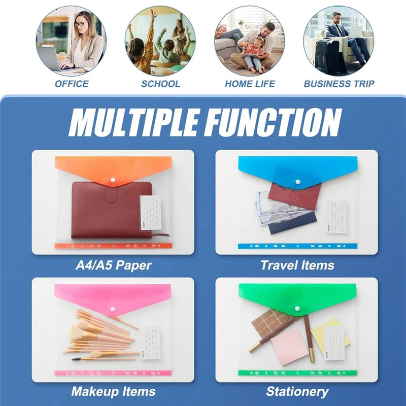 Geeignete Ordner im Taschenformat, 12er-Pack erweiterbare Ordner, Umschläge, Ordner mit 11 Löchern für 2/3/4 Ringbinde