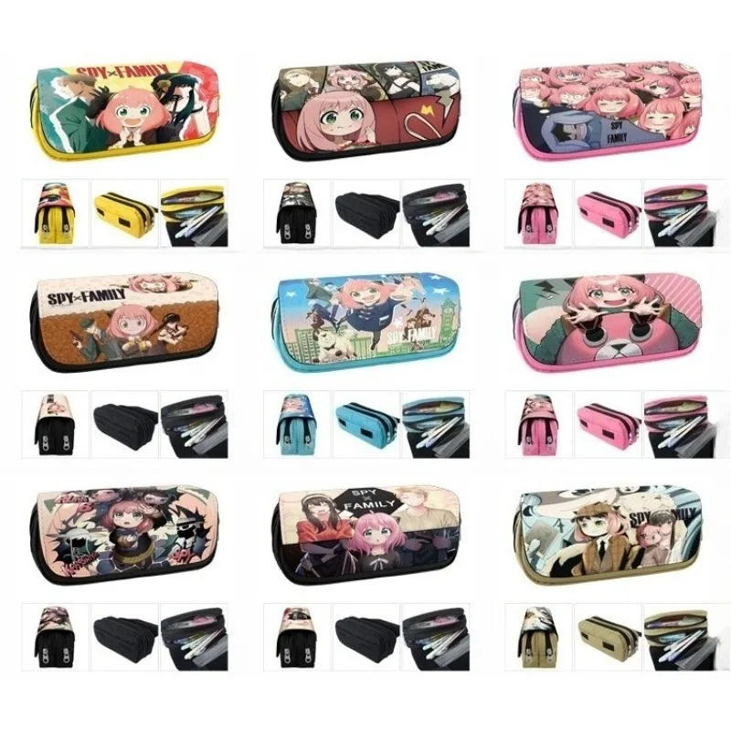 

Spy×Family Double Layer Cartoon Pencil Bag Large Capacity Pencil Case Stationery Box Student Wallet Storage Bag School Supplies