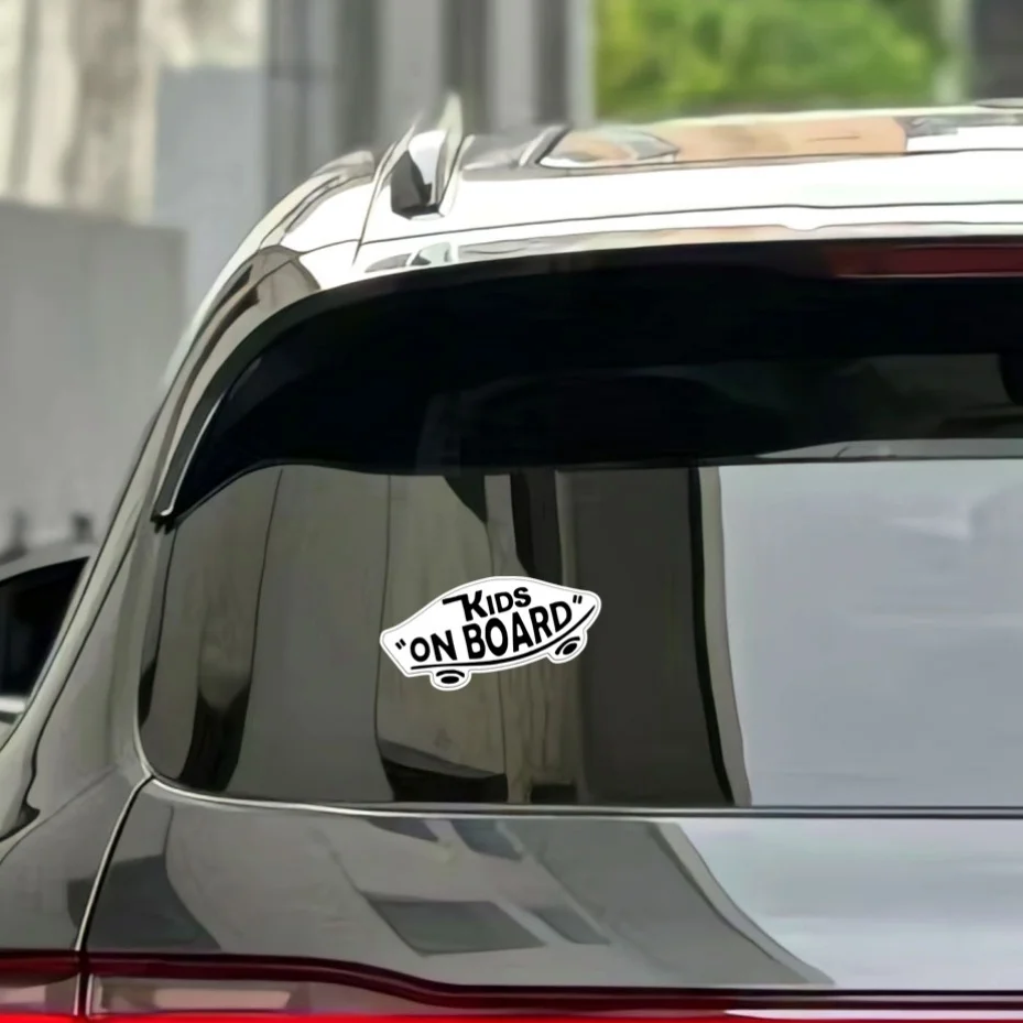 Humorous 'Kids On Board' Sticker for Cars - usage example