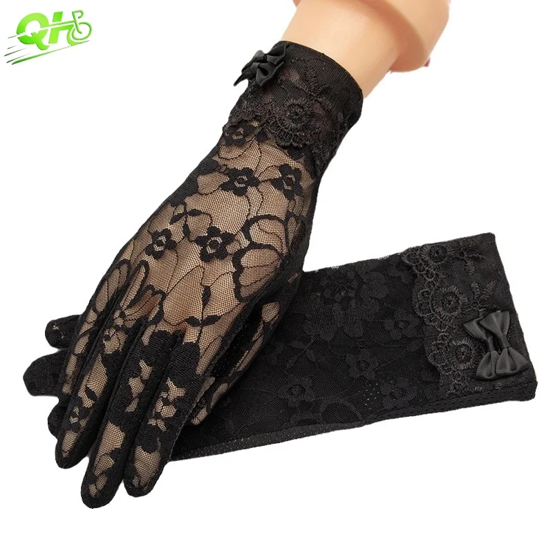 

Lady Thin Lace Gloves Bridal Wedding Driving Bride Dress Elegant Bow Sunscreen Breathable Touchscreen Short Wedding Accessories
