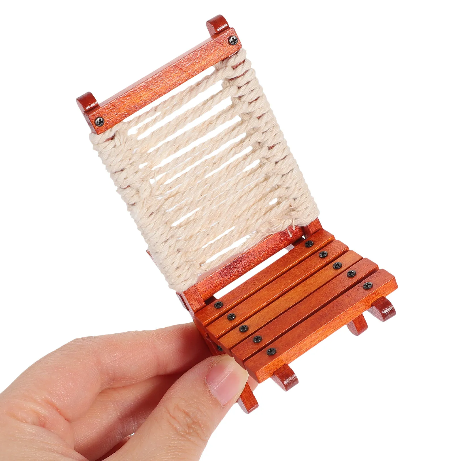 

Miniature Outdoor Foldable Wooden Chair Backrest Lounge Chair Mini House Decoration Miniature Furniture Accessories