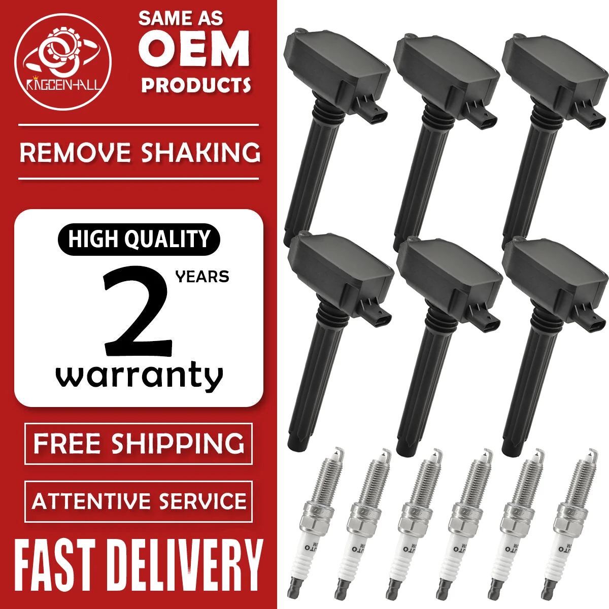 

6Pcs UF807 Ignition Coil+Spark Plug For Dodge Ram Chrysler 3.6L 2016 2017 2018 2019 2020 2021 68223569AB 68223569AC 68223569AD