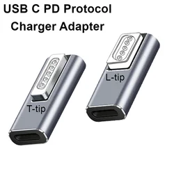 USB C PD Fast Charging Converter Adapter Type-C Female To Magnetic1 L-Tip Magnetic2 T-Tip DC Connector for Macbook Pro Charger