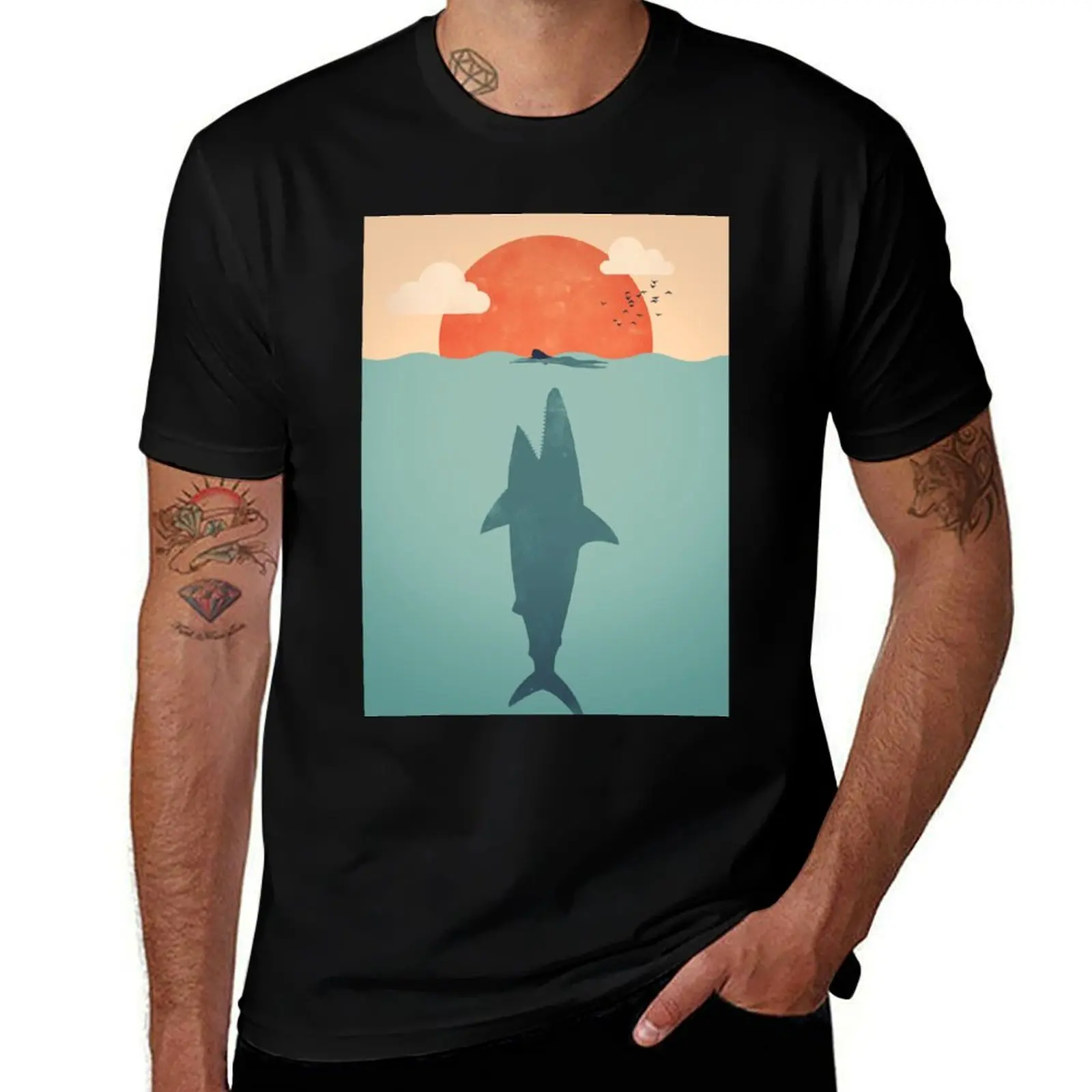 

Shark Attack T-Shirt black cotton t-shirt plain for man package printed t shirts for man T-Shirt