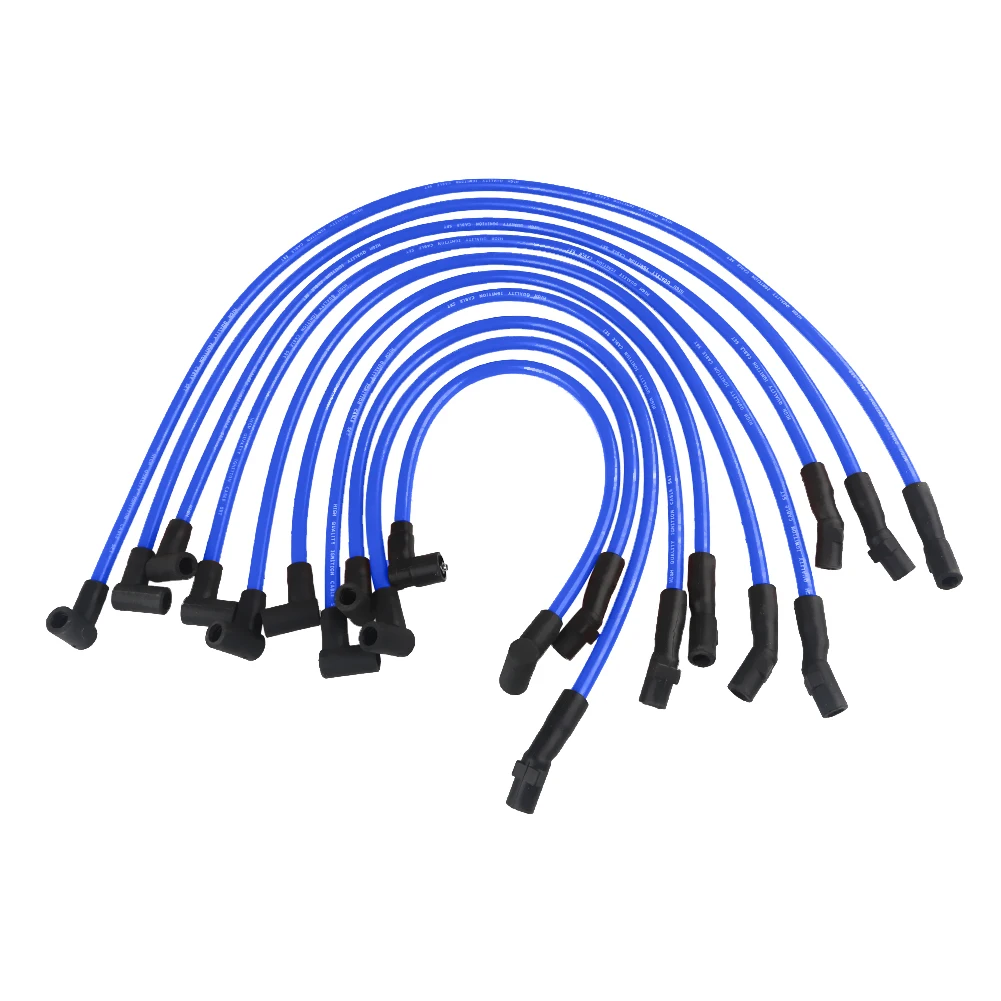 10.5mm Spark Plug Wires for Ford F-150 F150 Mustang 5.0L 5.8L SBF 302 289 Ignition Wires High Performance Blue