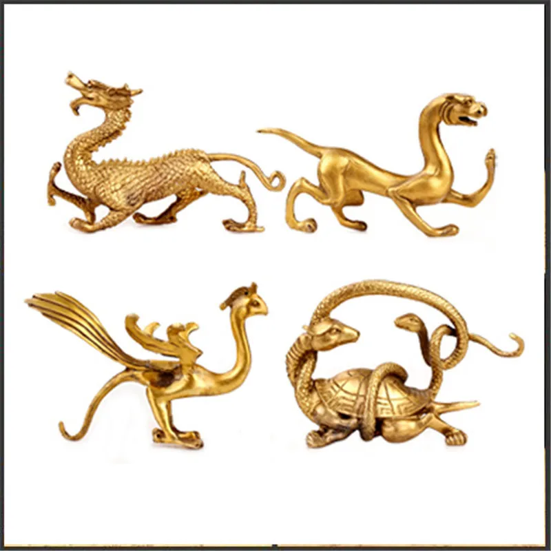 Guyunzhai Brass Ornaments Brass Blue Dragon Brass White Tiger Brass Zhuque Brass Xuanwu Large and Small