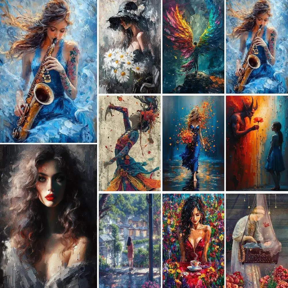 

Abstract Coloring By Numbers Art Girl Digital Picture With Drawing By Number Wall Paintings For Living Room Home Decoration