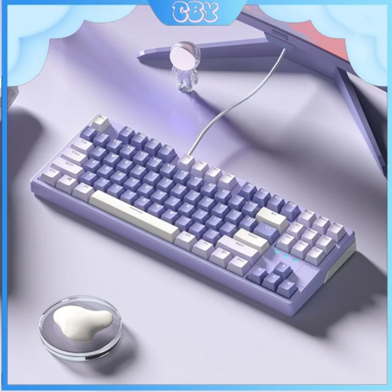 

X87 Wired Mechanical Keyboard E-Sports Game Customization Hot Plug Peaches Silent Know Summer Axis Desktop Laptop Accessories