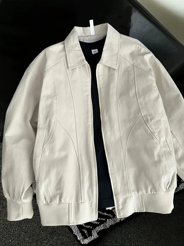 

Ретро-куртка в американском рабочем стиле для мужчин, весенняя, Cleanfit Harlington, с деконструированным воротником, в бейсбольном стиле, свободного кроя, молодежный тренд