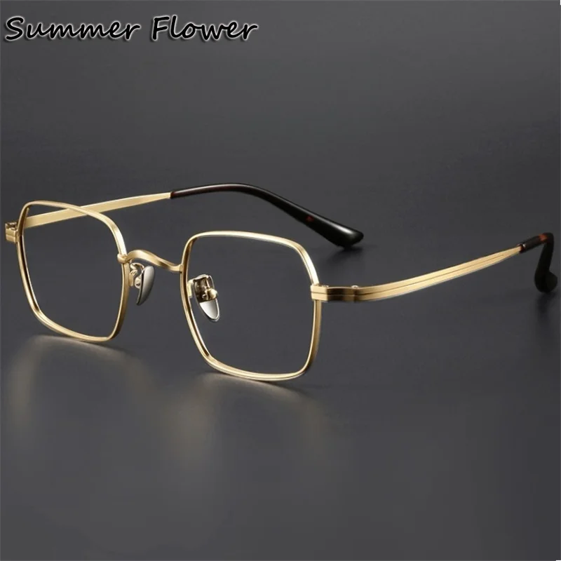

Men Gold Gafas Fashion Spectacle Male Square Eyewear for Myopia Lenses Reading Glasses Titanium Alloy Presbyopia Frame