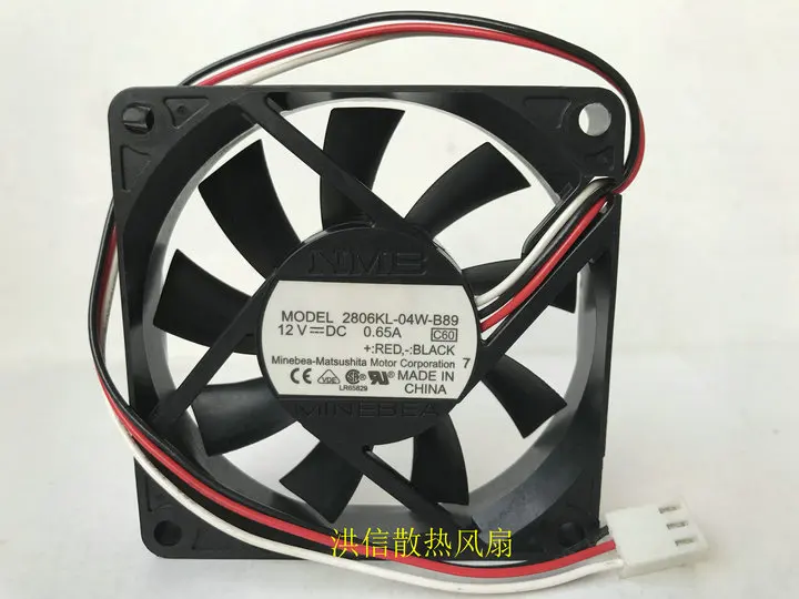 Free shipping original NMB 7015 2806KL-04W-B89 DC12V 0.65A 3-wire 70 * 15MM 7CM chassis fan