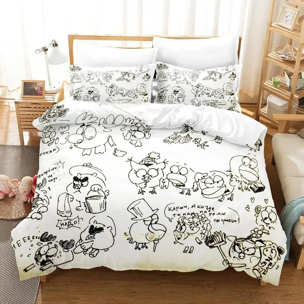 

Smeshariki Bedding Set Single Twin Full Queen King Size Bed Set Adult Kid Bedroom Duvet Cover Sets 3D Print Anime Bed Sheet Set