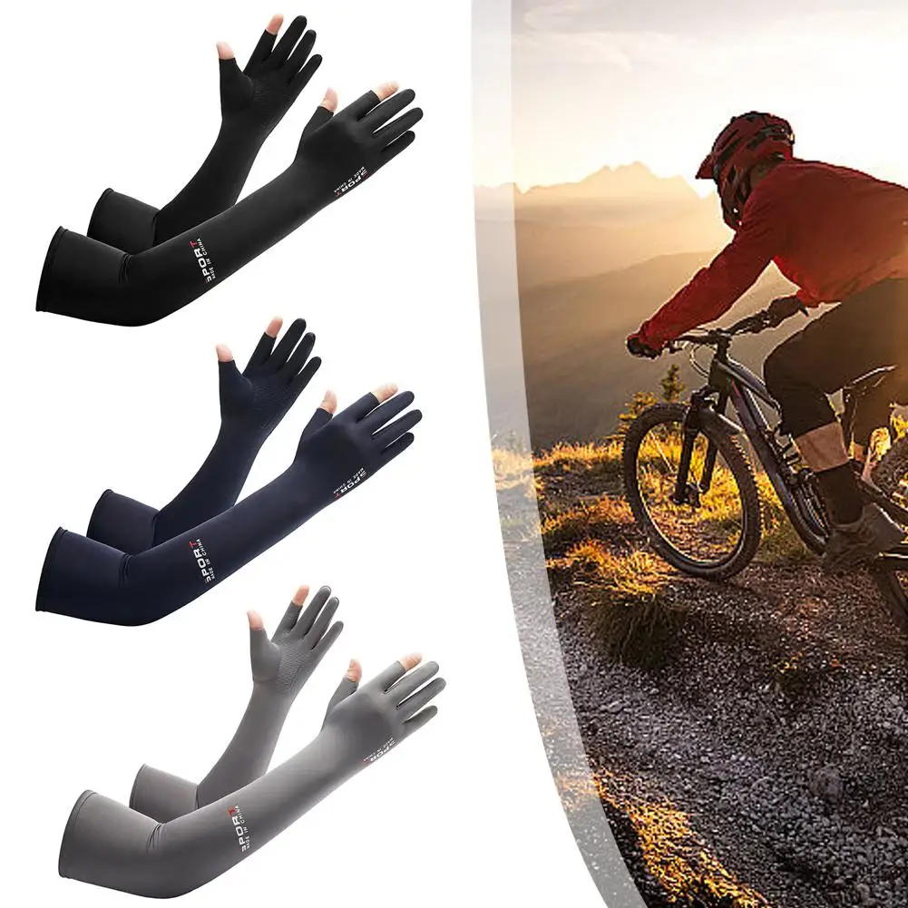 

Summer Ice Silk Sunscreen Sleeve Sun Protection Anti Gloves UV Quick Long Driving Cycling Protector Drying Hand Breathable G1P7