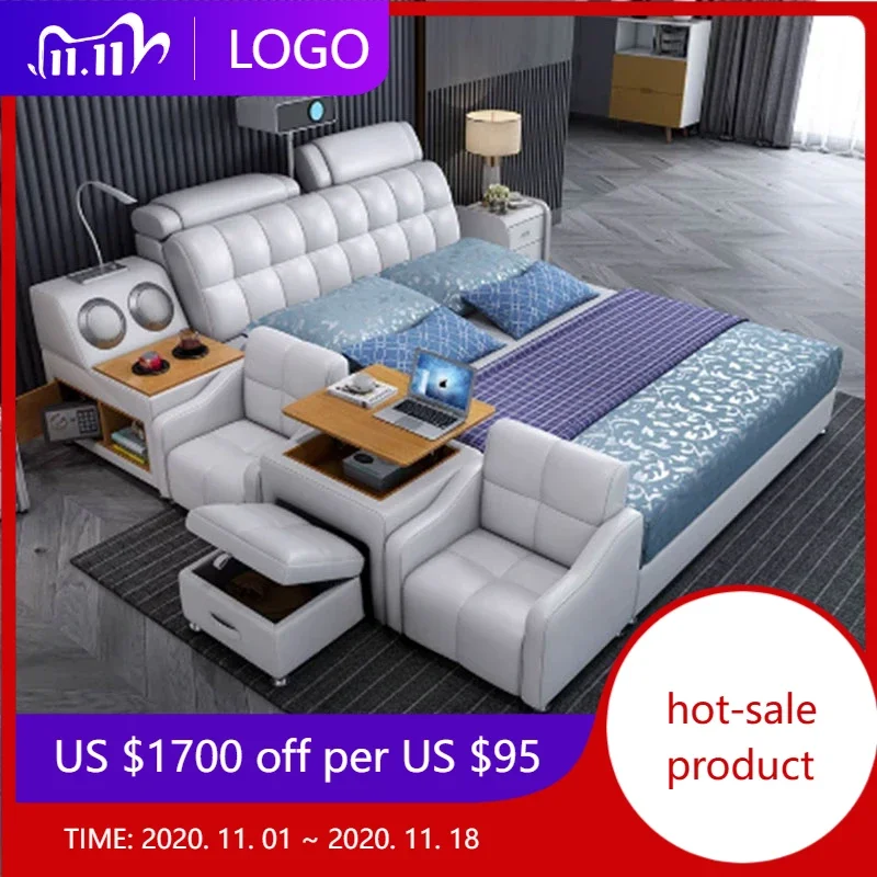 

Royal Luxury Double Bed Nordic Modern Storage Luxury King Size Double Bed Wooden Pretty Letto Matrimoniale Bedroom Furniture