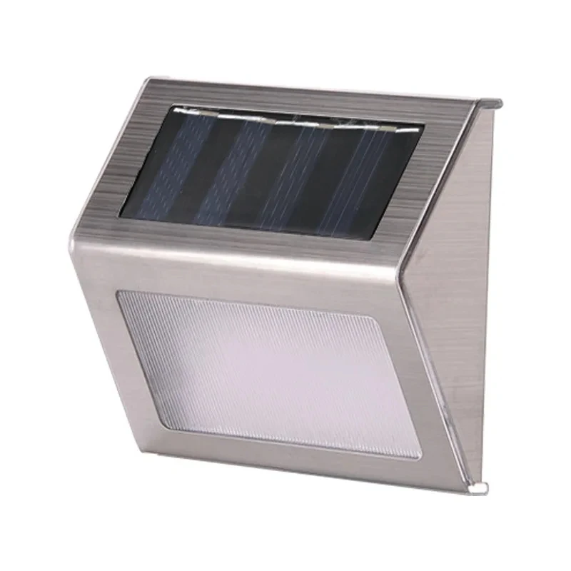 Aço inoxidável Solar Fence Light, Deck impermeável, Luz de parede de metal ao ar livre para jardim, Pátio, quintal, escada, lâmpada LED