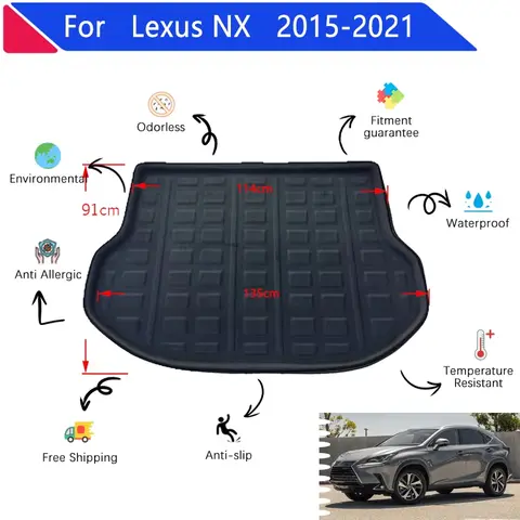자동차 더러움 방지 트렁크 매트, 렉서스 NX300h 액세서리 NX NX200T NX300 2015 ~ 2021 AZ10 후면 화물 트레이 트렁크 패드, 3D EVA 소재