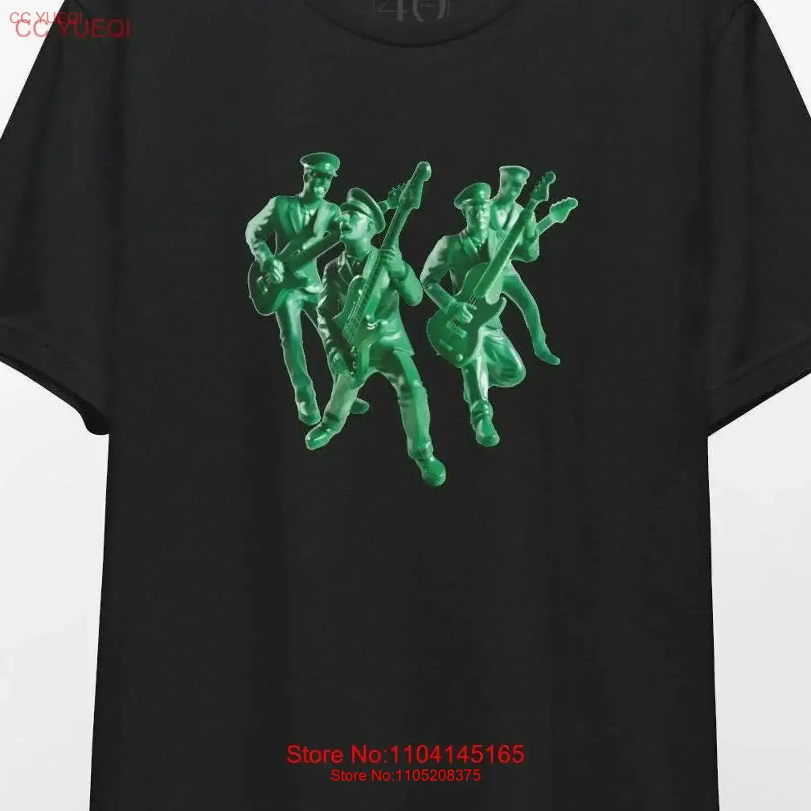 

Green Plastic Soldiers Guitar T Shirt Music Lover Funny Military Army Band Concert Top Toy Guitarist s vintage Washed fashion