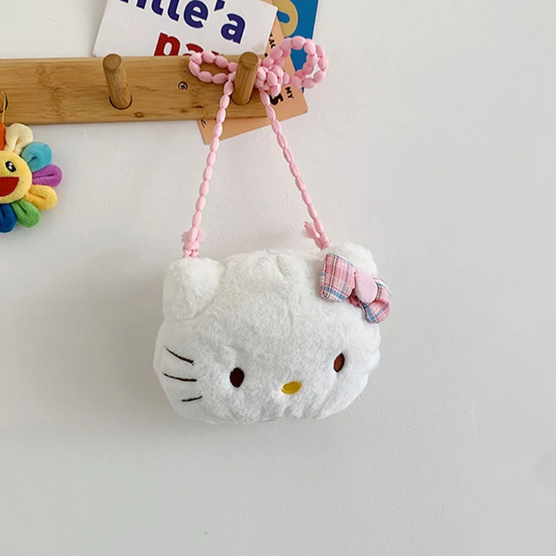 Sanrio Hello Kitty Kawaii Plush Toy Shoulder Bag Girl Cute Ins Messenger Mobile Phone Bag Doll Birthday Gift Toy For Children