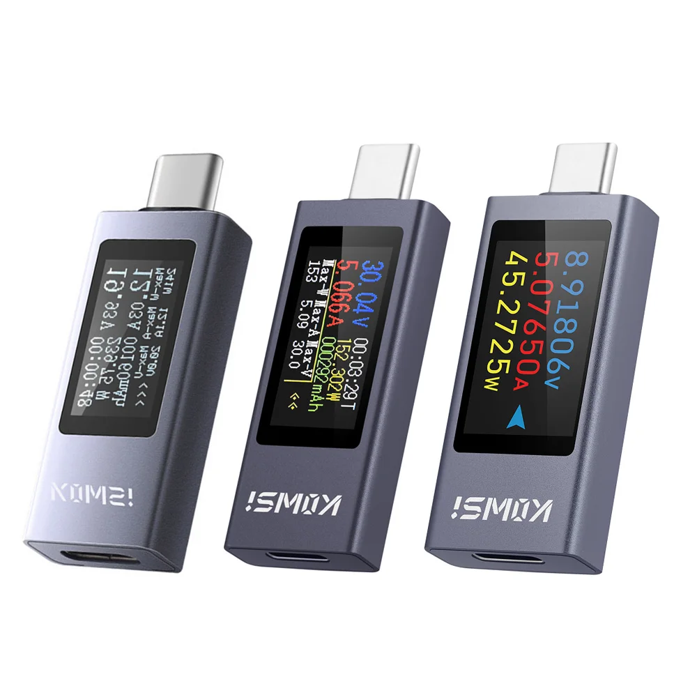 Digital Display DC Voltage Ammeter Power Meter Type-C Multi-Function DC 4-30V 0-12A Voltmeter Ammeter Charger Capacity Tester