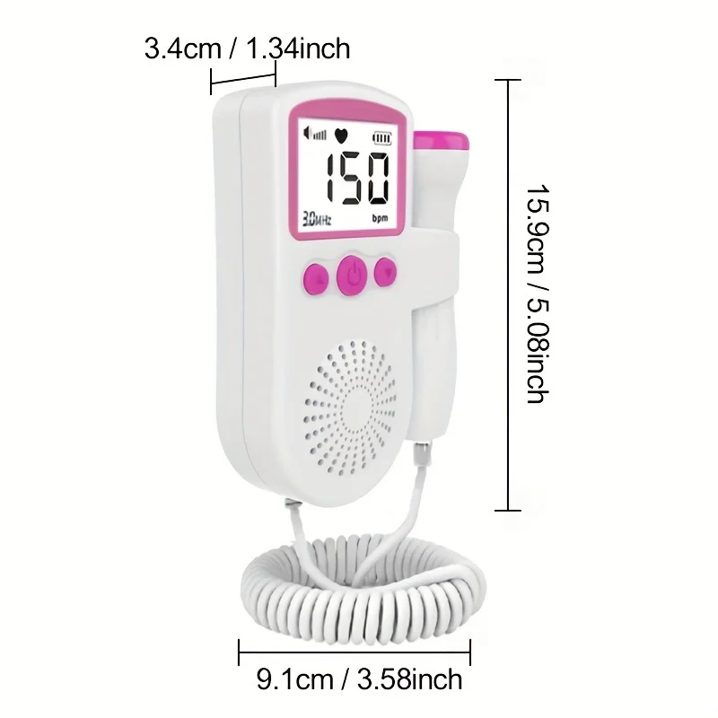 Baby Heartbeat Monitor Portable Doppler Fetal Pregnancy Monitor for New Moms Easy to Use at Home