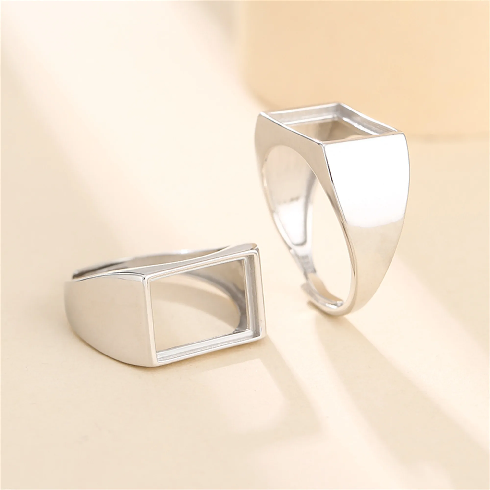 Ring Blank for 12x16mm/13x18mm/15x20mm/10x10mm/15x15mm Rectangle or Square Cabochon 925 Silver Adjustable Ring Base SR0618