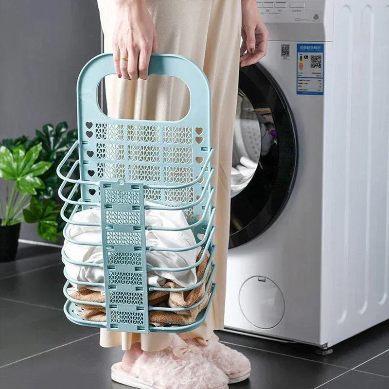 Folding Laundry Basket Dirty Clothes Storage Basket Wall-mounted Bathroom Multifunctional Laundry Organizer Dirty Storage Tool