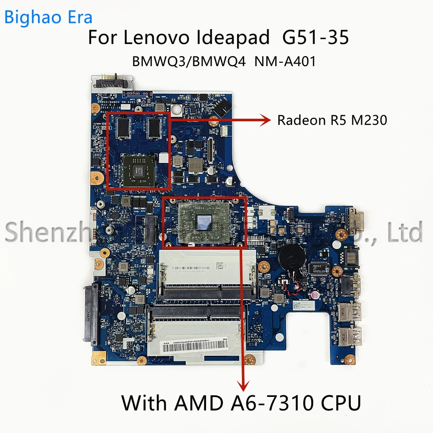 

New Original For Lenovo Ideapad G51-35 Laptop Motherboard BMWQ3 BMWQ4 NM-A401 With A6 A8 CPU R5 M230 Video Card DDR3 100% Tested