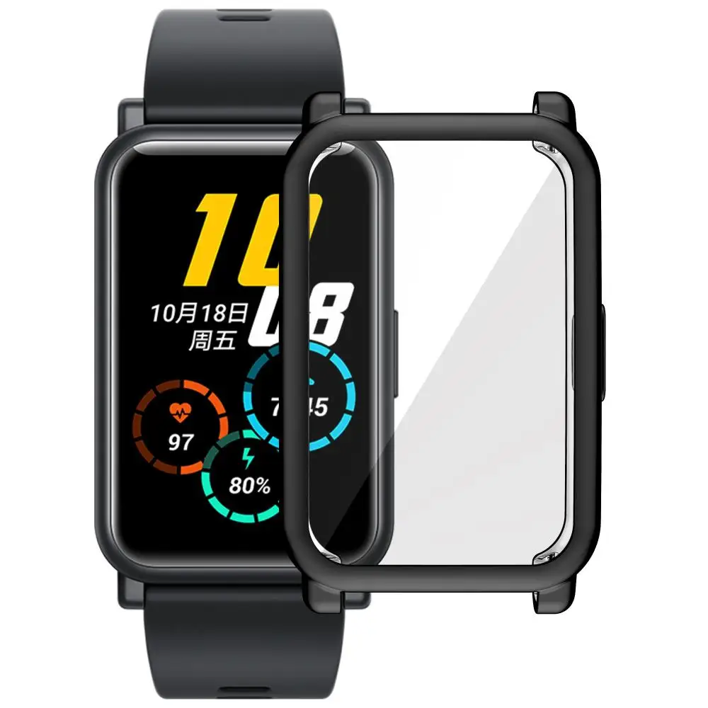 Soft Glass Edge Frame TPU Shell Watch Case Protective Bumper Screen Protector Cover For Huawei Honor Watch ES